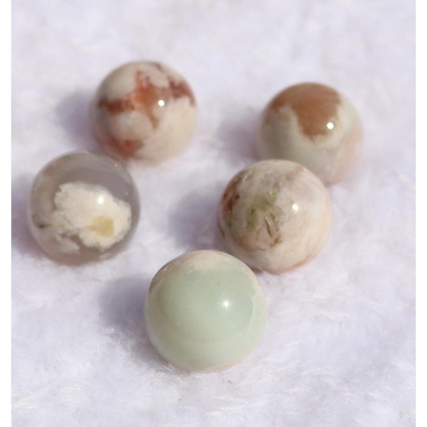 Mini Flower Agate, Green Flower Agate Spheres