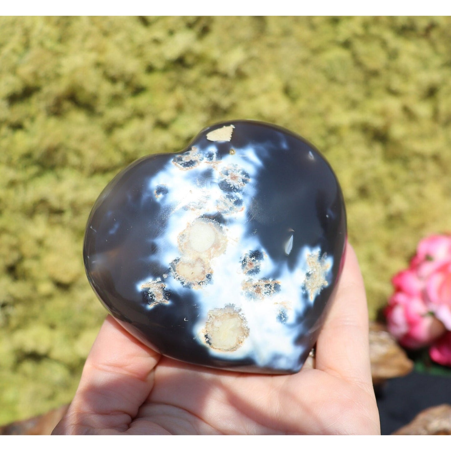 Orca Agate Crystal Heart