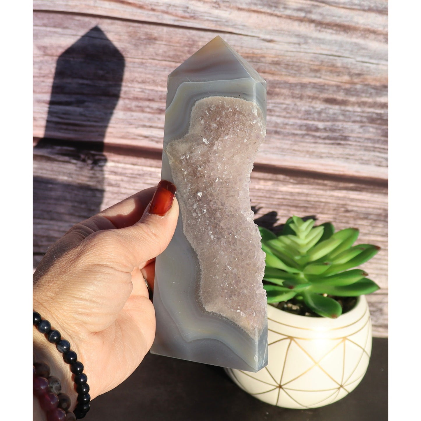 Druzy Amethyst Agate Tower