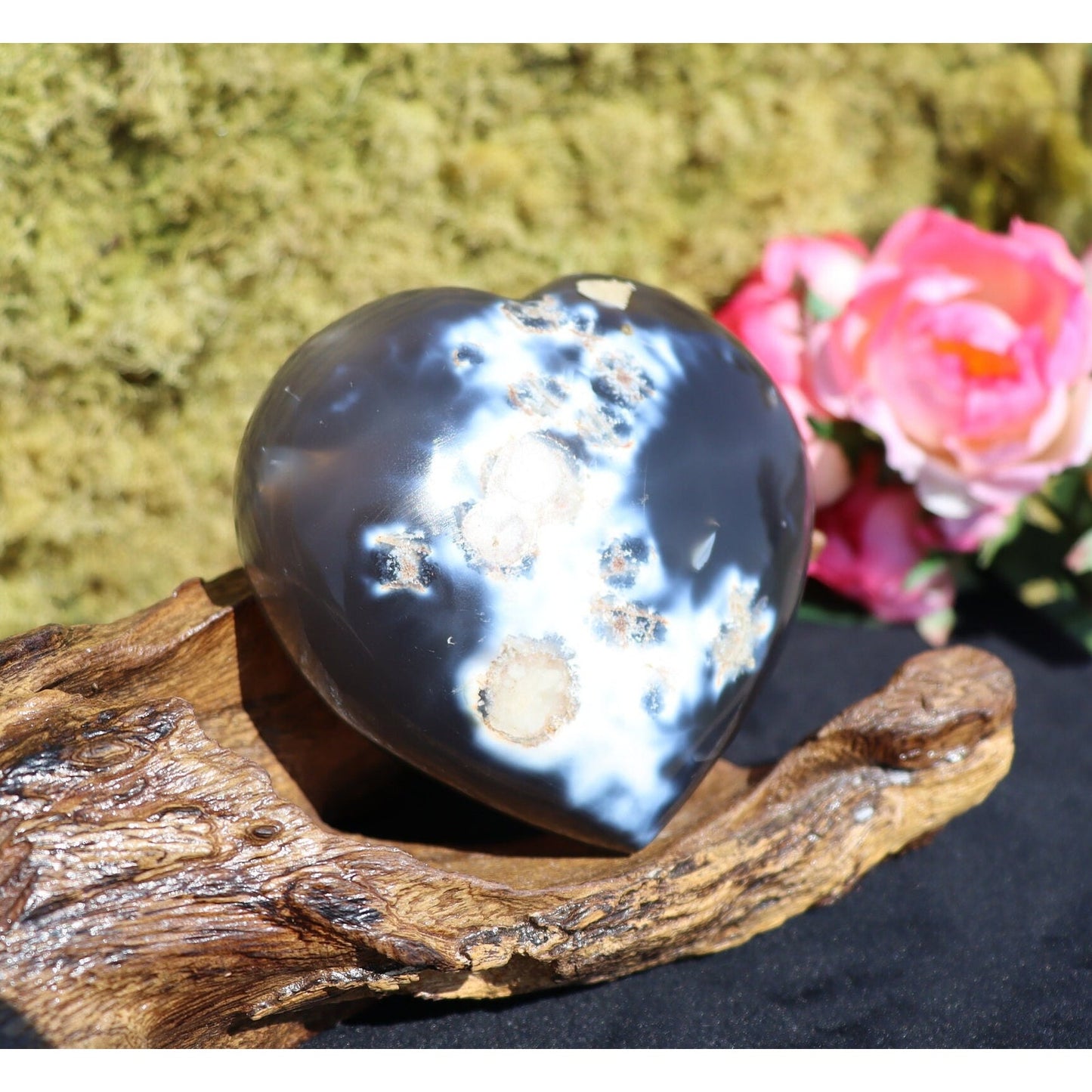 Orca Agate Crystal Heart