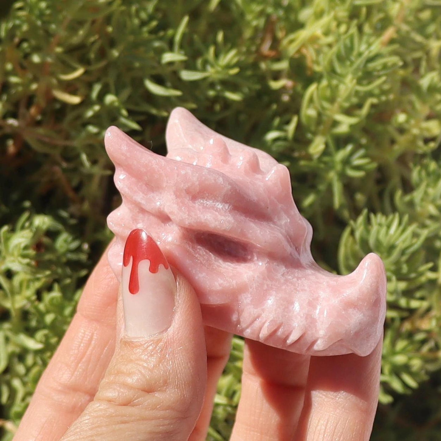 Pink Opal Dragon Head Carving