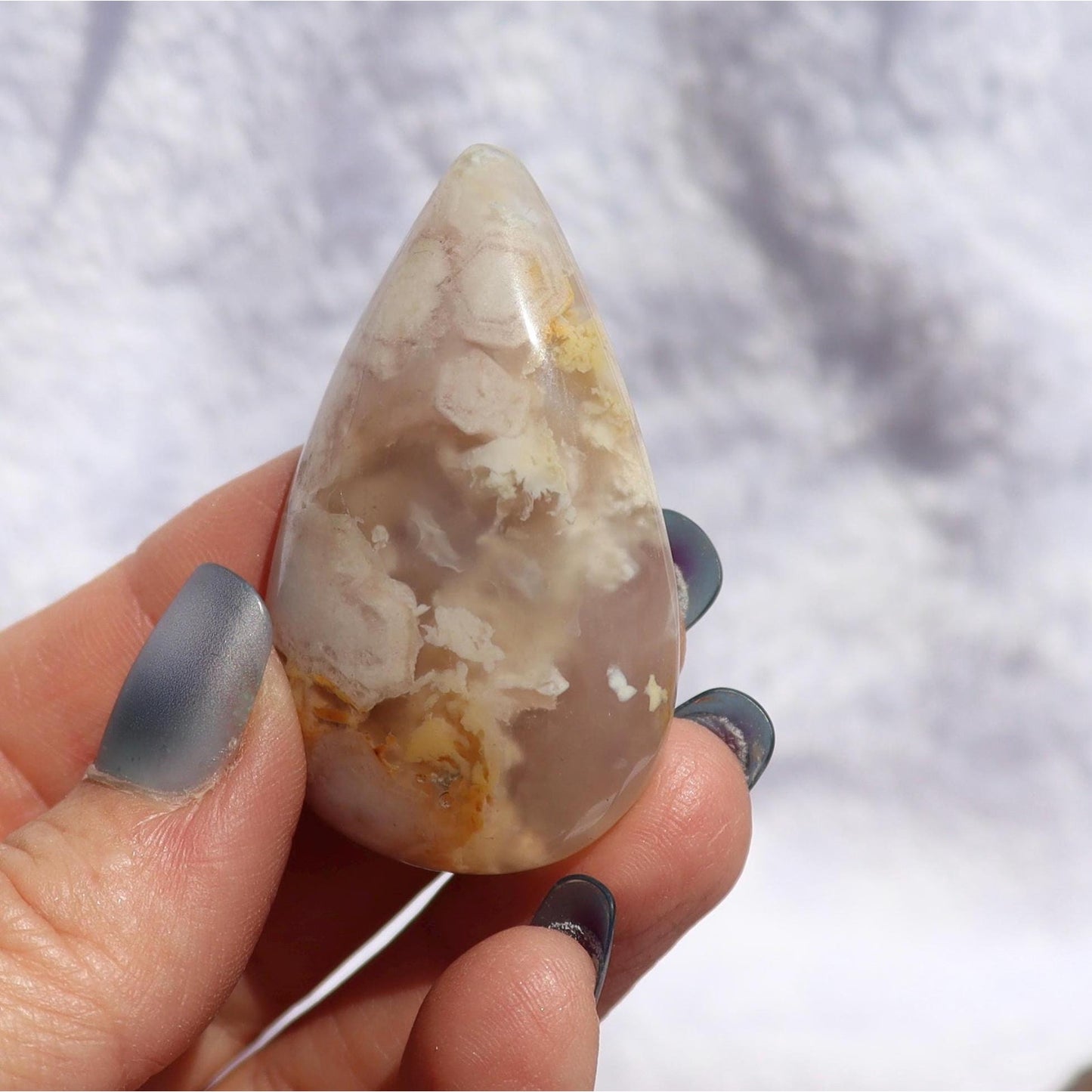 Flower Agate Raindrop Teardrop Shape