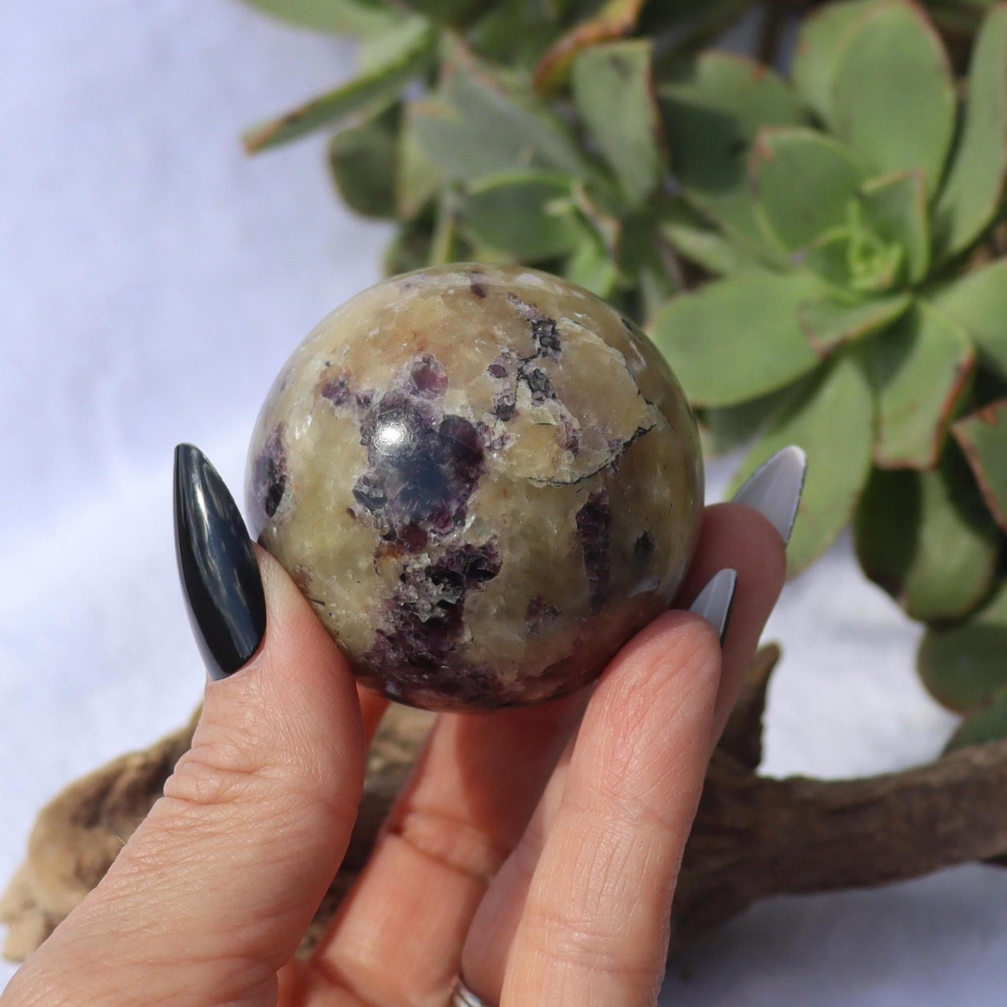 Purple Haze Sphere, Purple Fluorite in Yellow Calcite