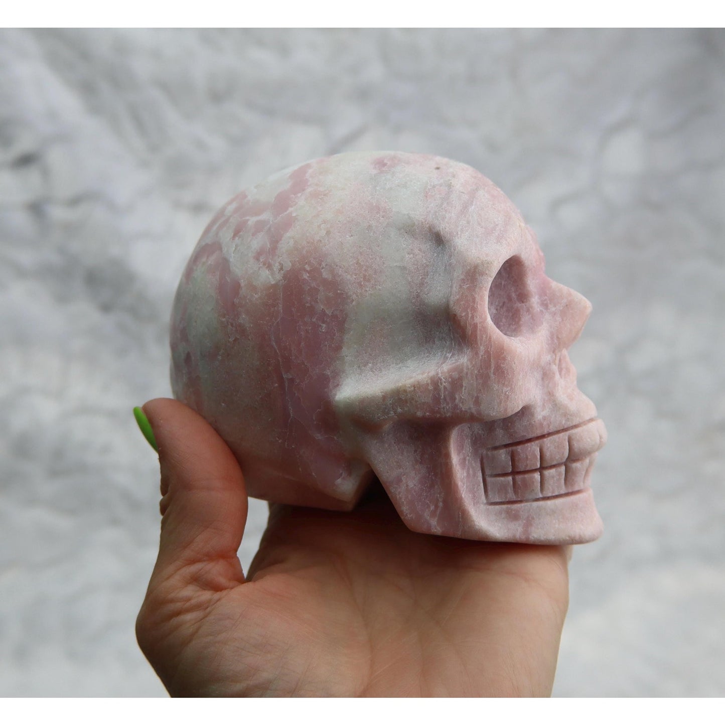 Pink Opal Skull Carving