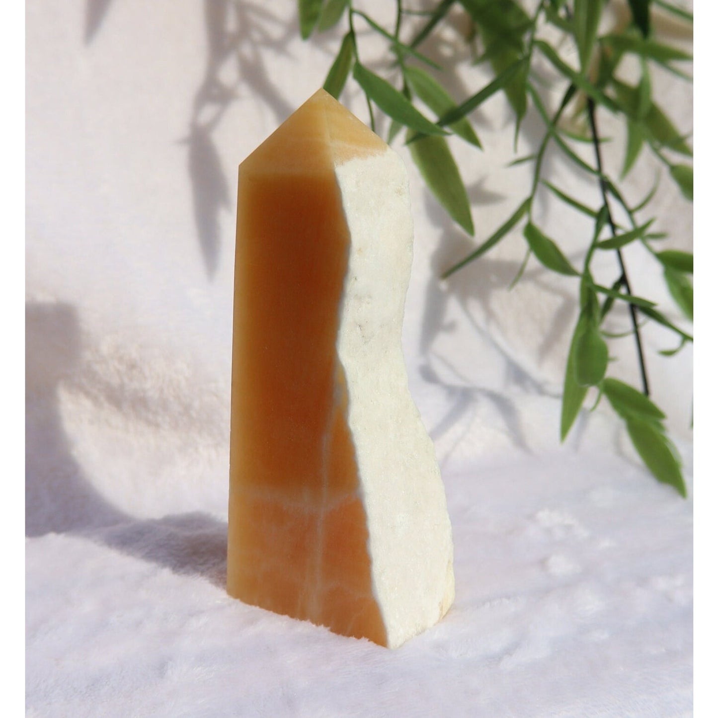 Orange Calcite Raw Edge Obelisk