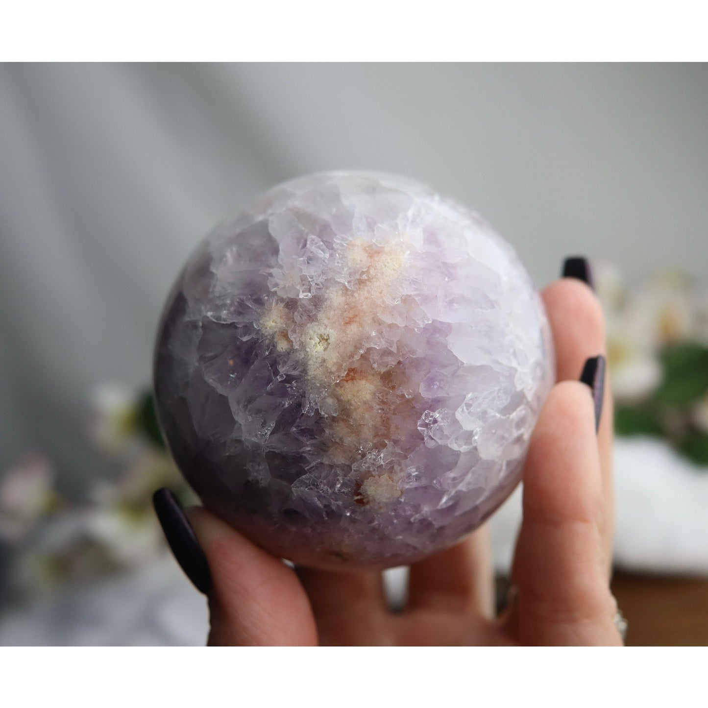 Amethyst Pink Flower Agate Crystal Sphere