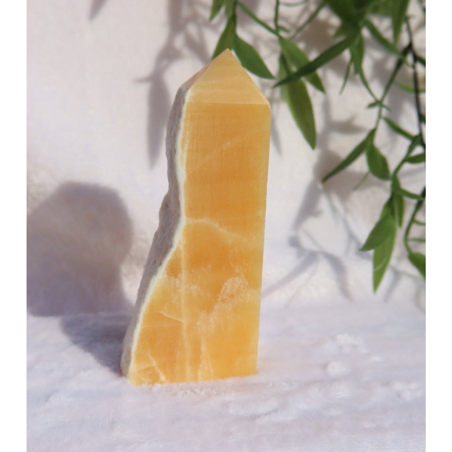 Orange Calcite Raw Edge Obelisk