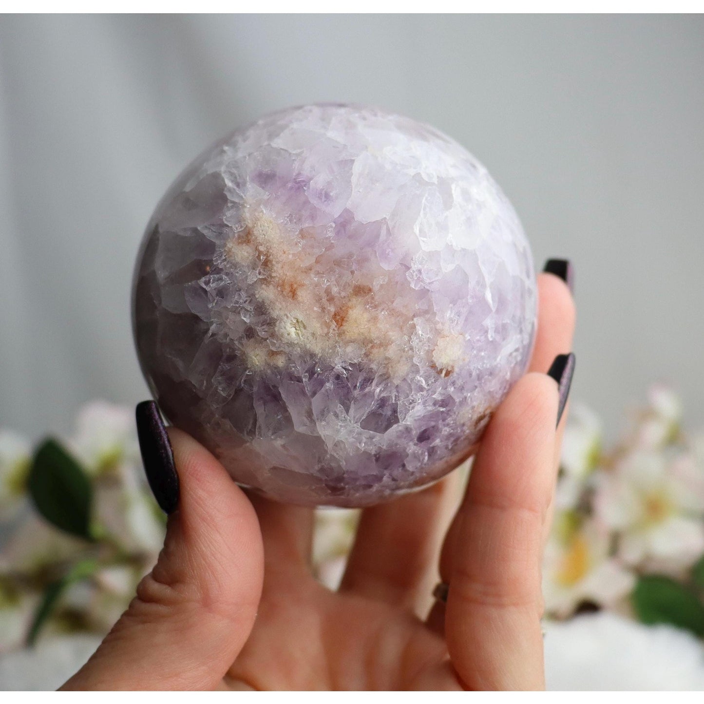 Amethyst Pink Flower Agate Crystal Sphere