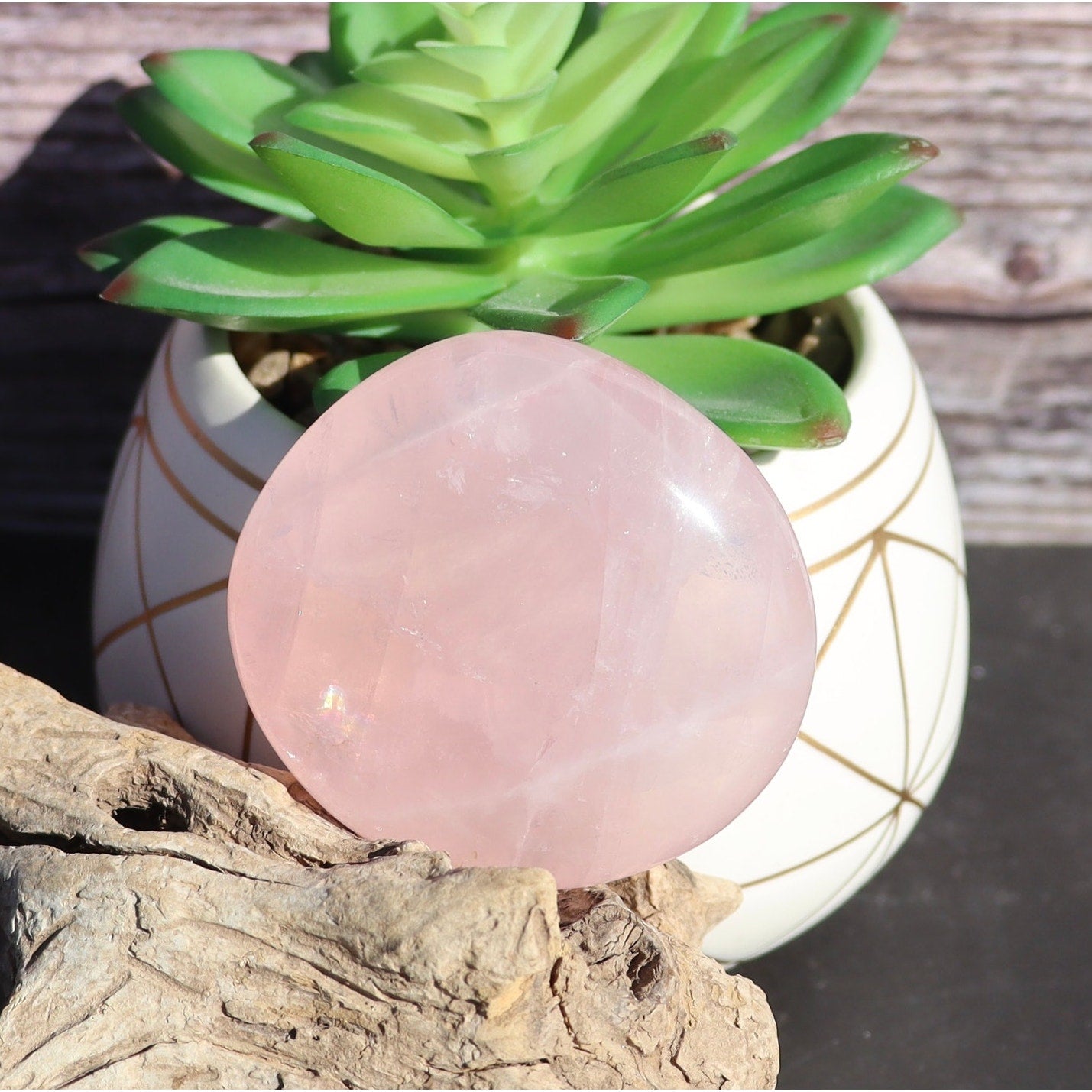 Rose Quartz Palm Stone, Heart Chakra