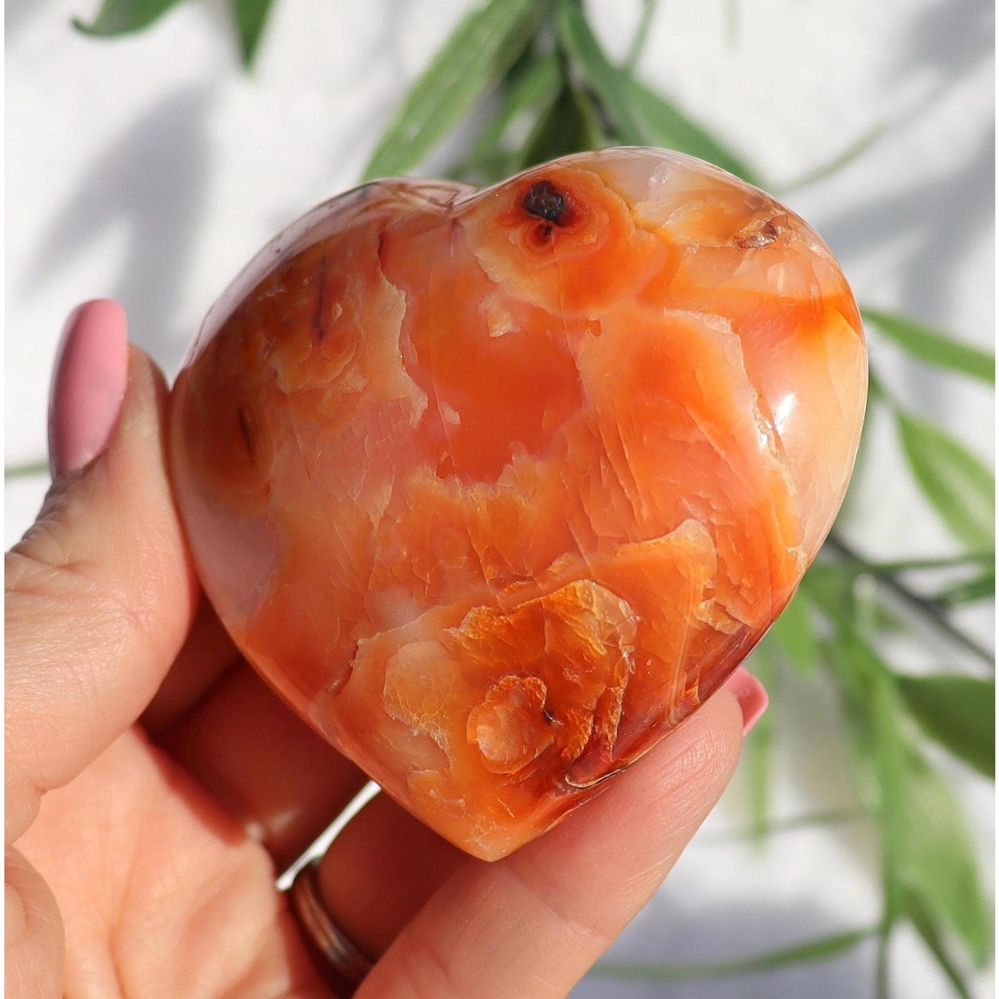 Carnelian Crystal Heart Carving from Madagascar