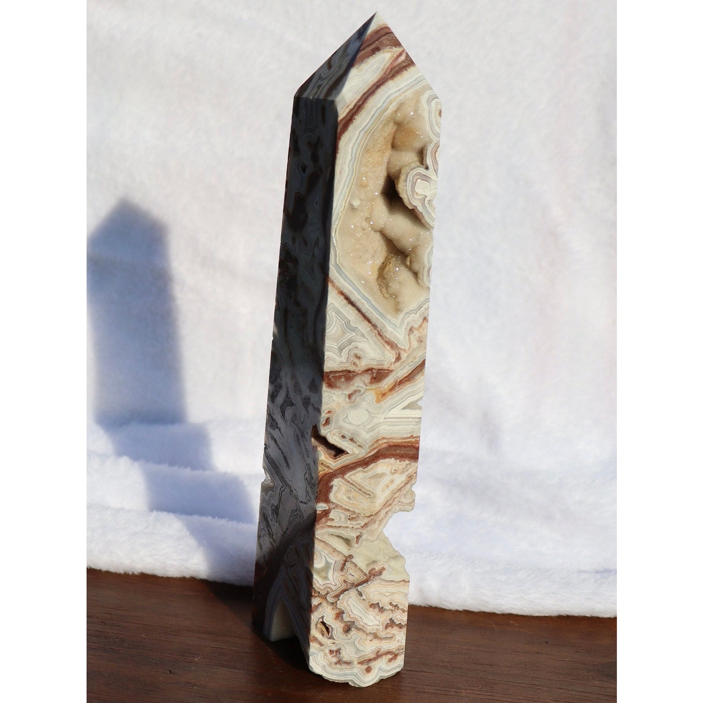 Druzy Mexican Crazy Lace Agate Obelisk