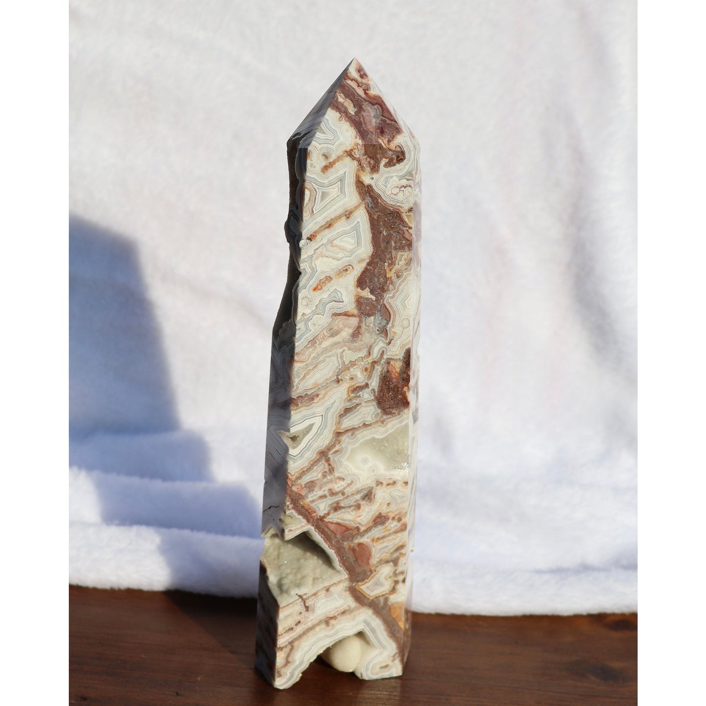 Druzy Mexican Crazy Lace Agate Obelisk