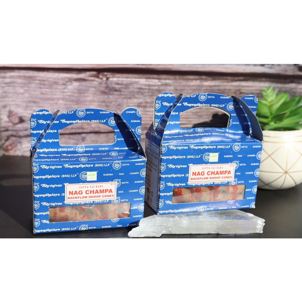 Satya Nag Champa Backflow Incense Dhoop Cones, Box of 24 Cones