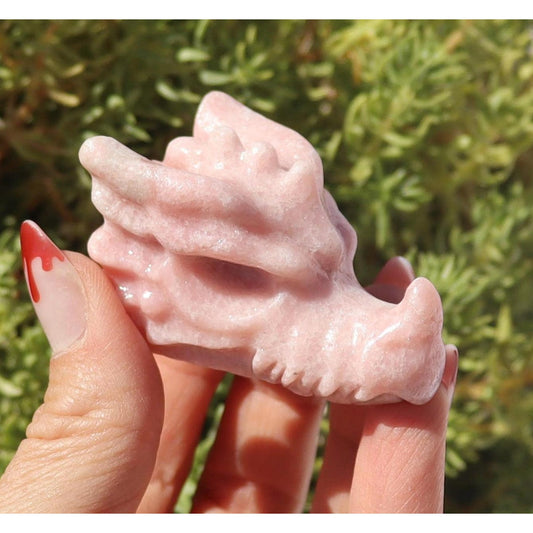 Pink Opal Dragon Head Carving