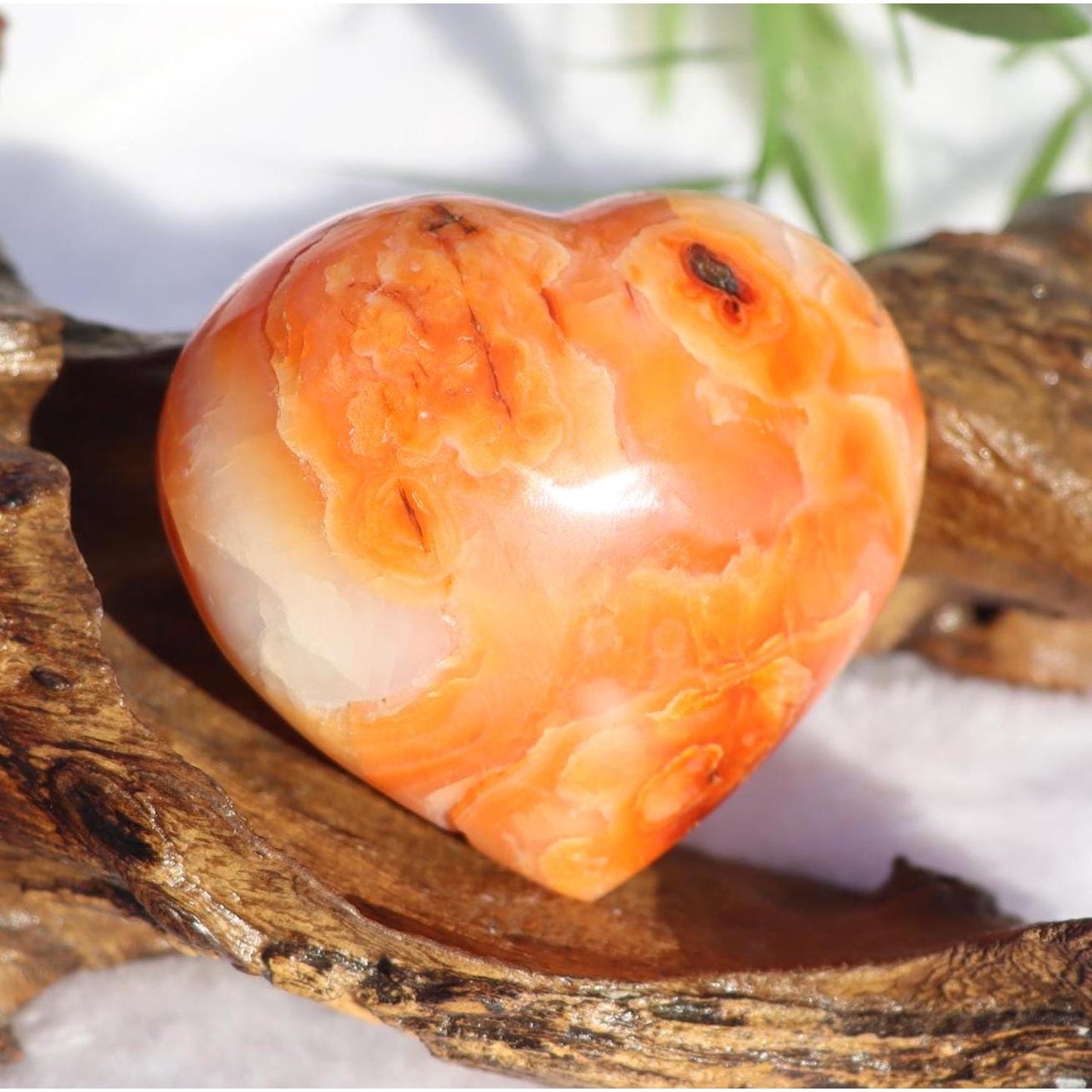 Carnelian Crystal Heart Carving from Madagascar