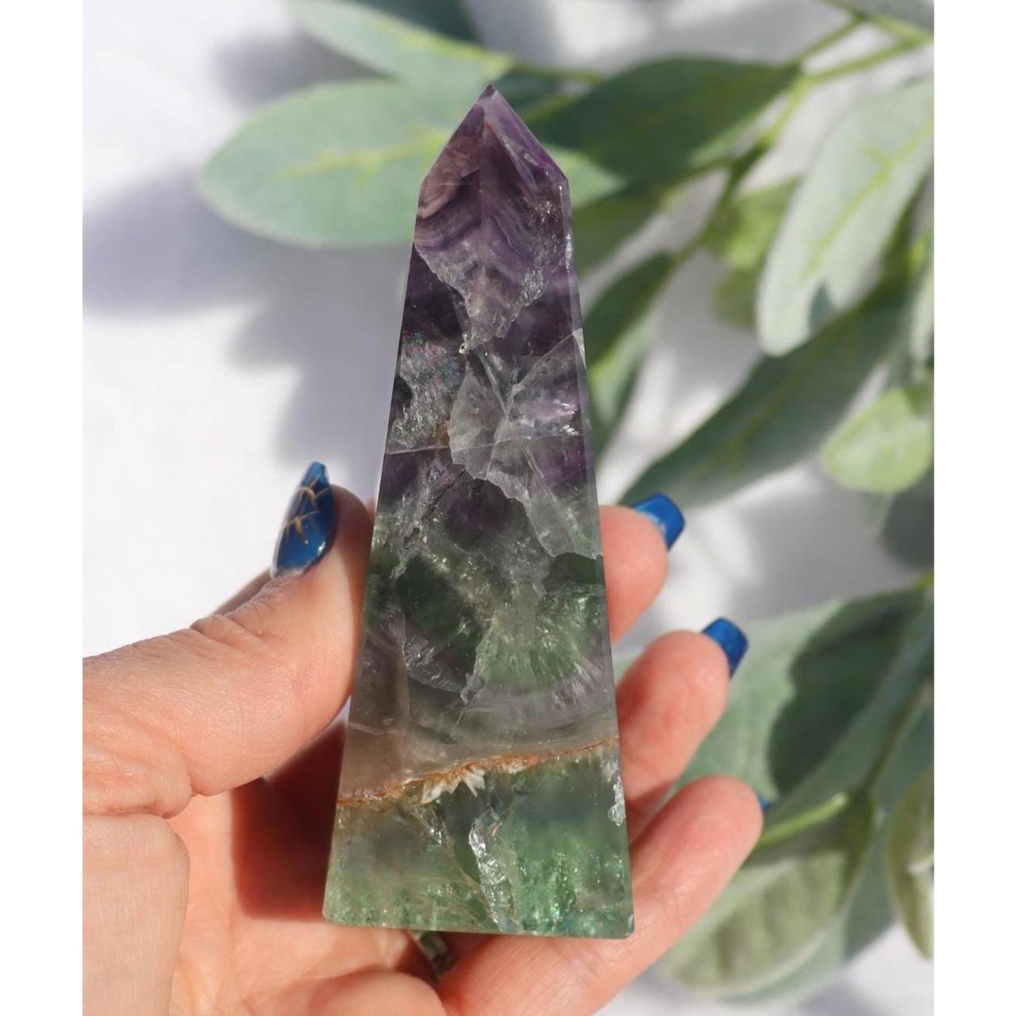 Green and Purple Fluorite Obelisk