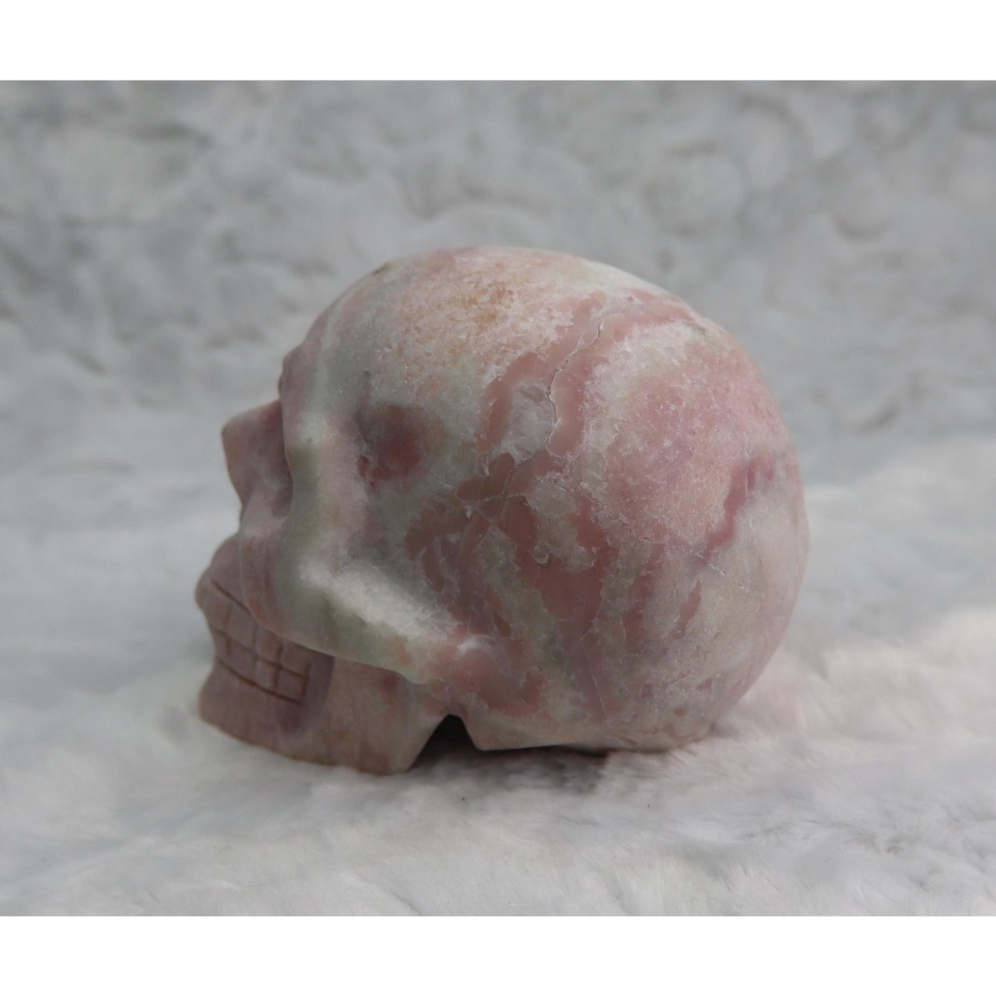 Pink Opal Skull Carving