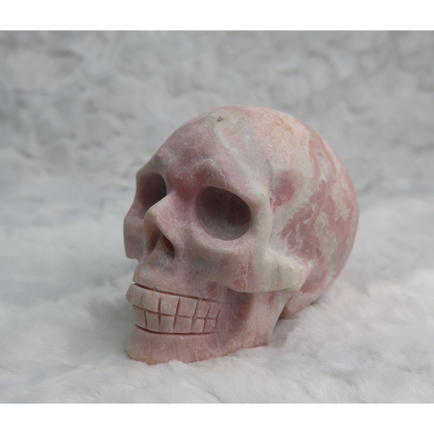 Pink Opal Skull Carving