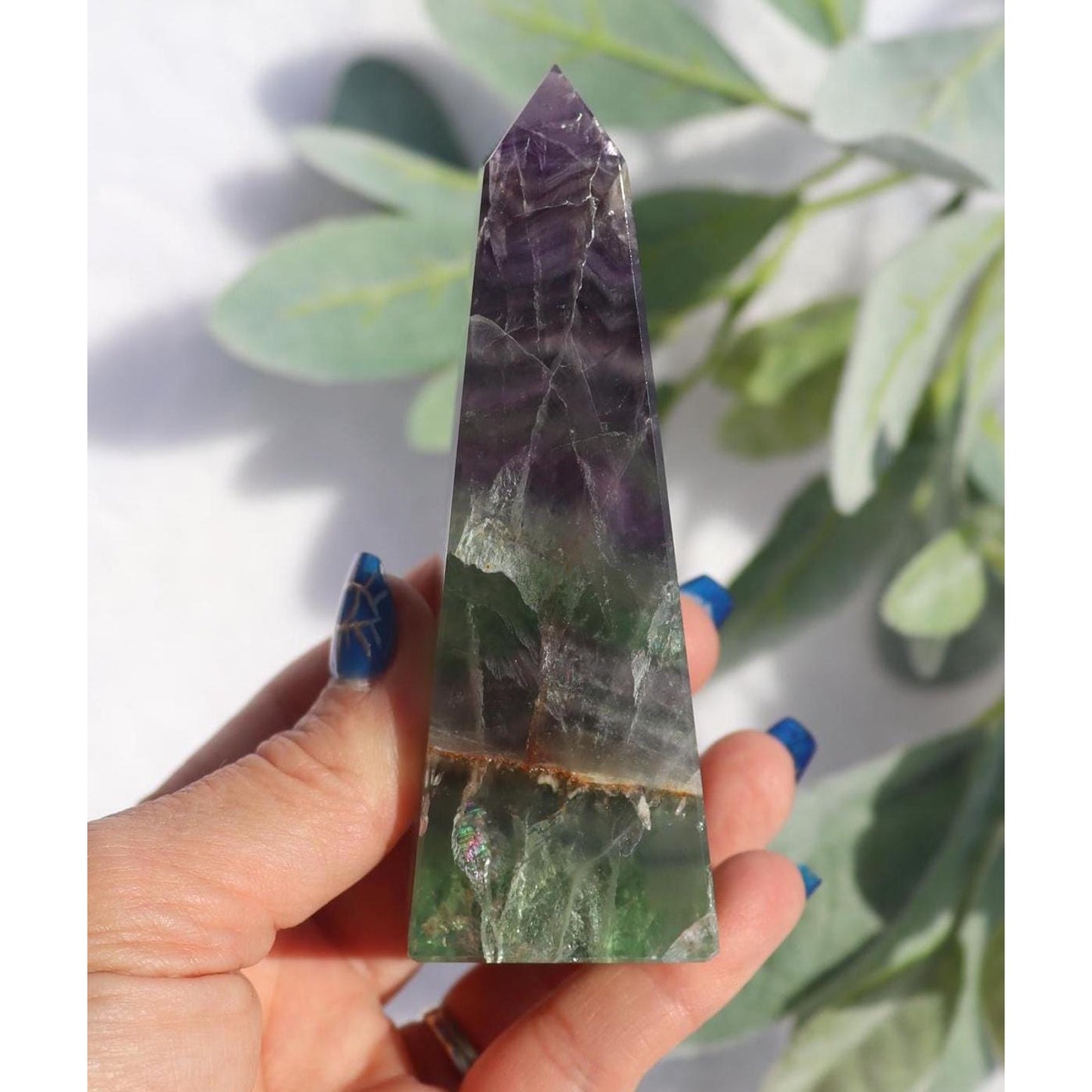 Green and Purple Fluorite Obelisk