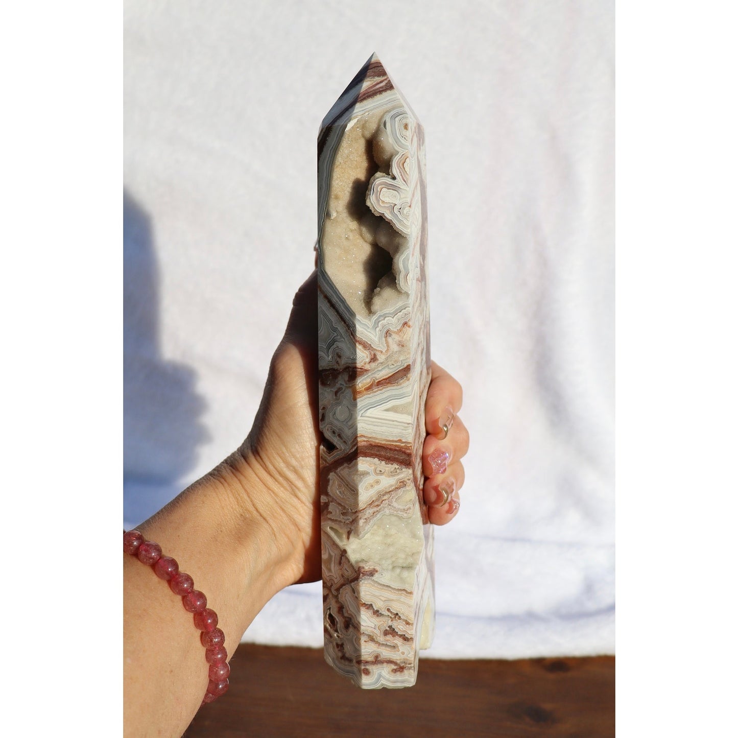 Druzy Mexican Crazy Lace Agate Obelisk