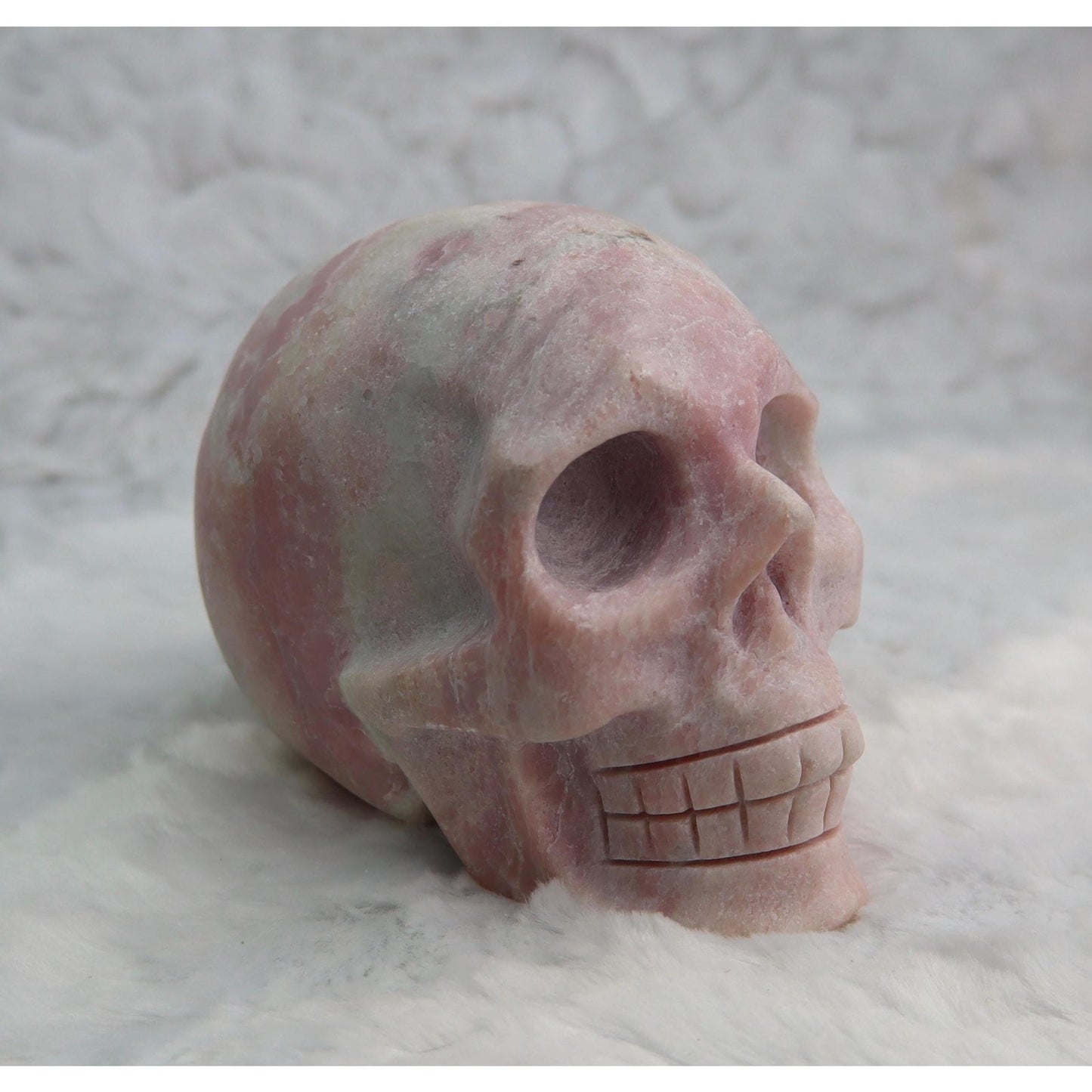 Pink Opal Skull Carving