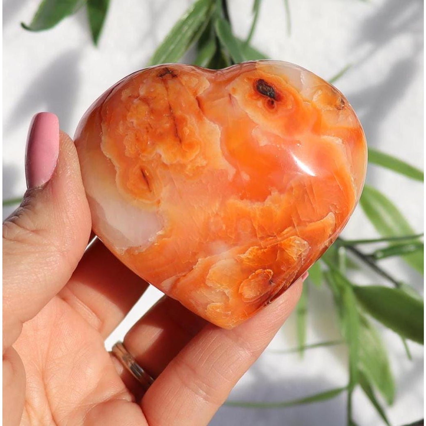 Carnelian Crystal Heart Carving from Madagascar