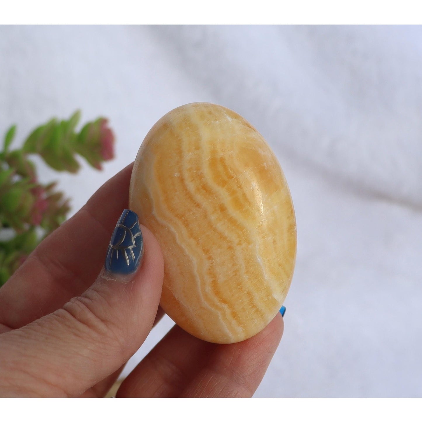 Orange Banded Calcite Palm Stone