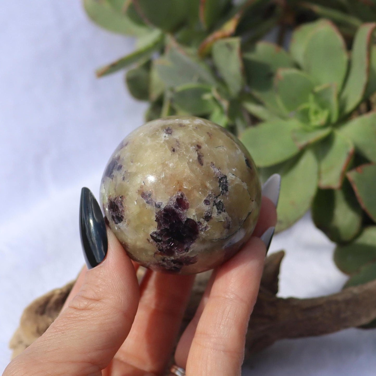 Purple Haze Sphere, Purple Fluorite in Yellow Calcite