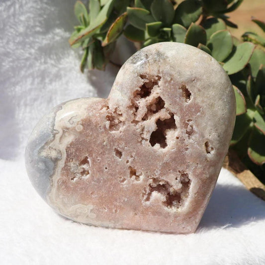 Druzy Pink Amethyst Crystal Heart from Brazil