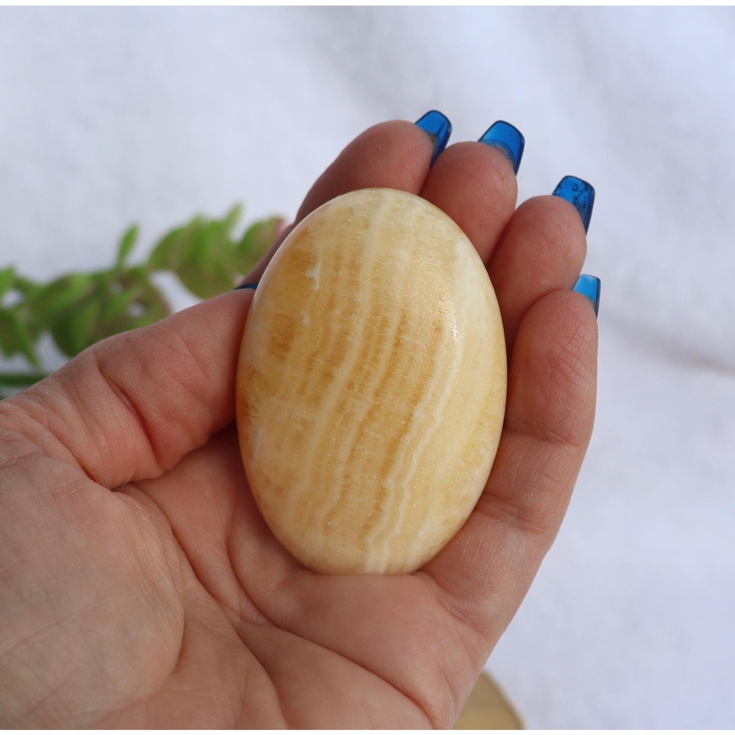 Orange Banded Calcite Palm Stone