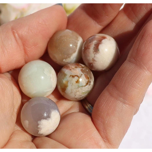 Mini Flower Agate, Green Flower Agate Spheres