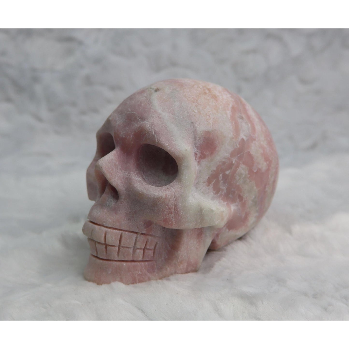 Pink Opal Skull Carving