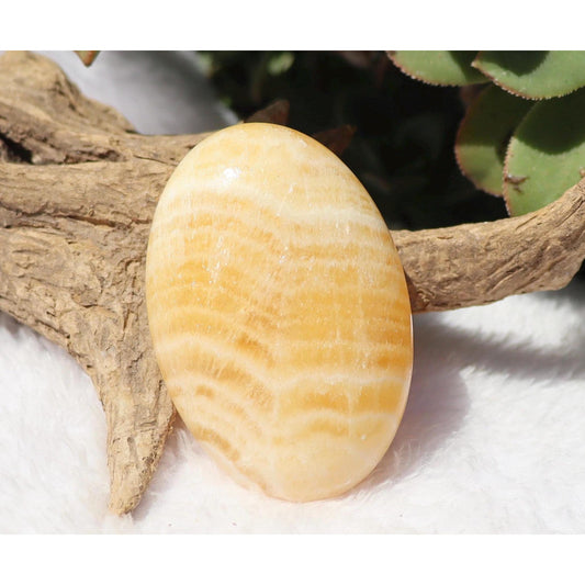 Orange Banded Calcite Palm Stone