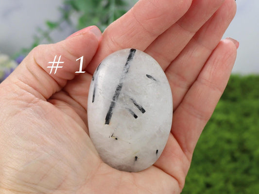 Tourmalinated Quartz Palm Stone