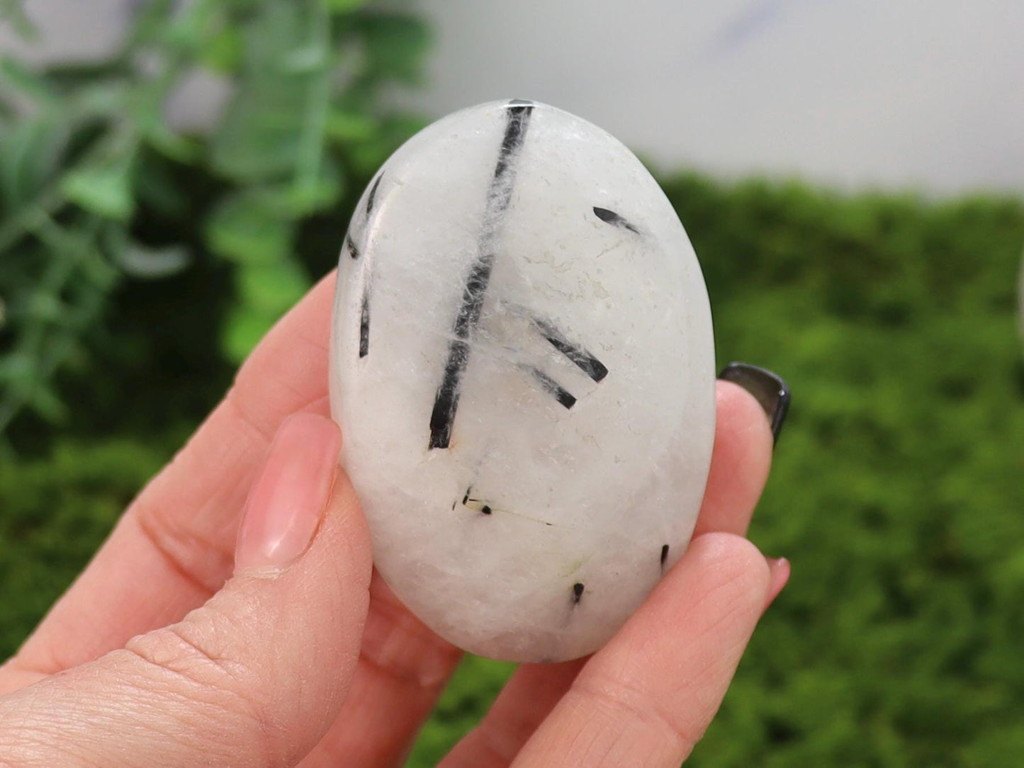 Tourmalinated Quartz Palm Stone
