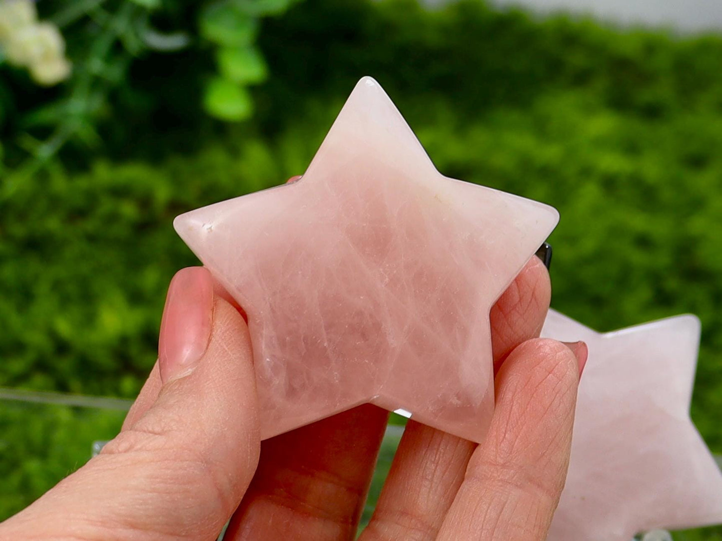 Rose Quartz Crystal Star Carving - Heart Chakra Stone, Rose Quartz Altar Decor, Natural Stone Home Decor, Star Decor