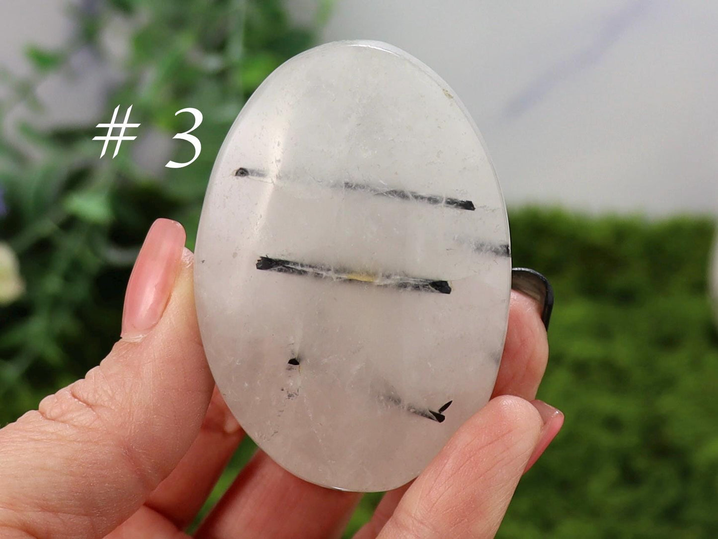 Tourmalinated Quartz Palm Stone