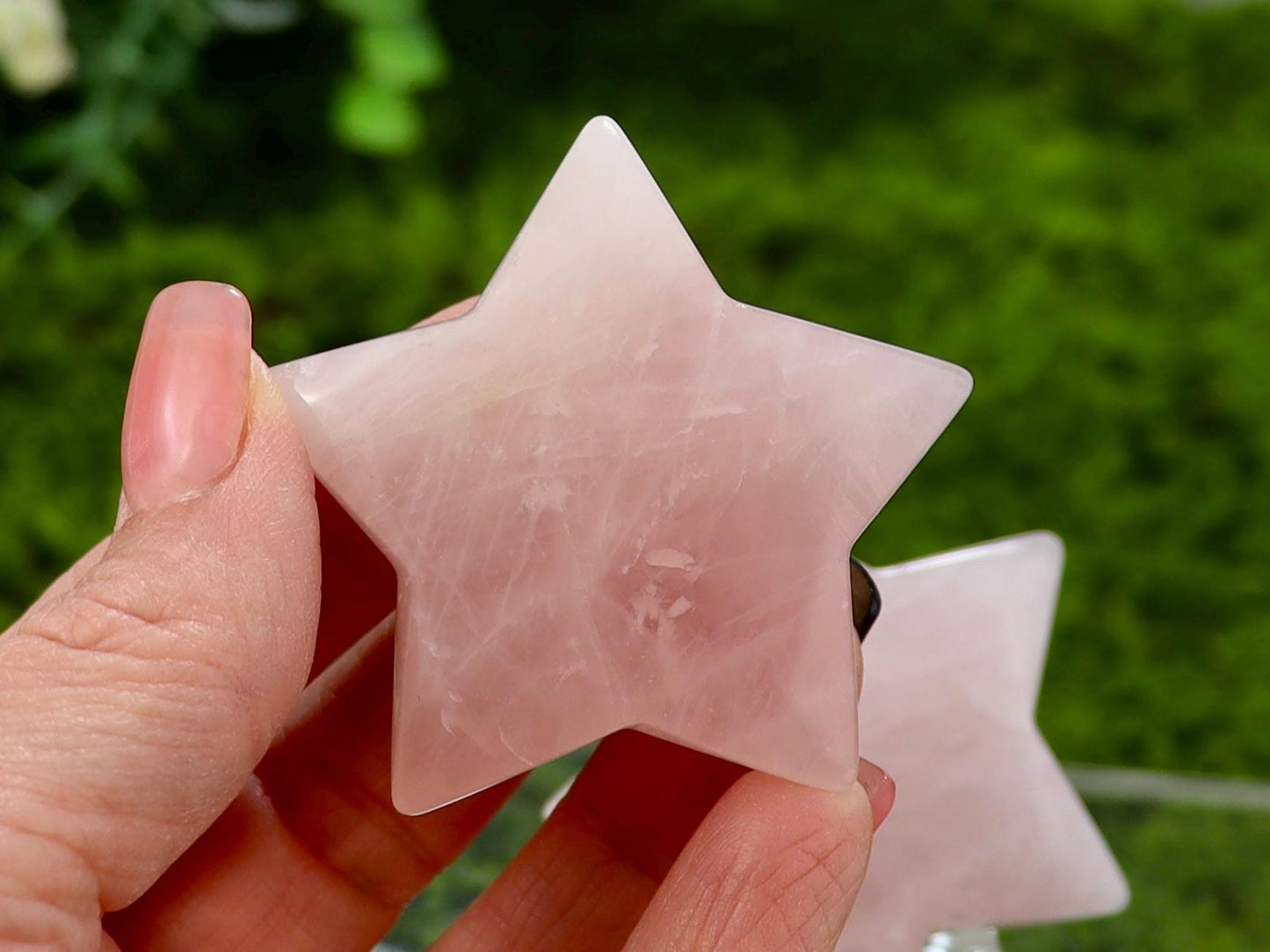 Rose Quartz Crystal Star Carving - Heart Chakra Stone, Rose Quartz Altar Decor, Natural Stone Home Decor, Star Decor
