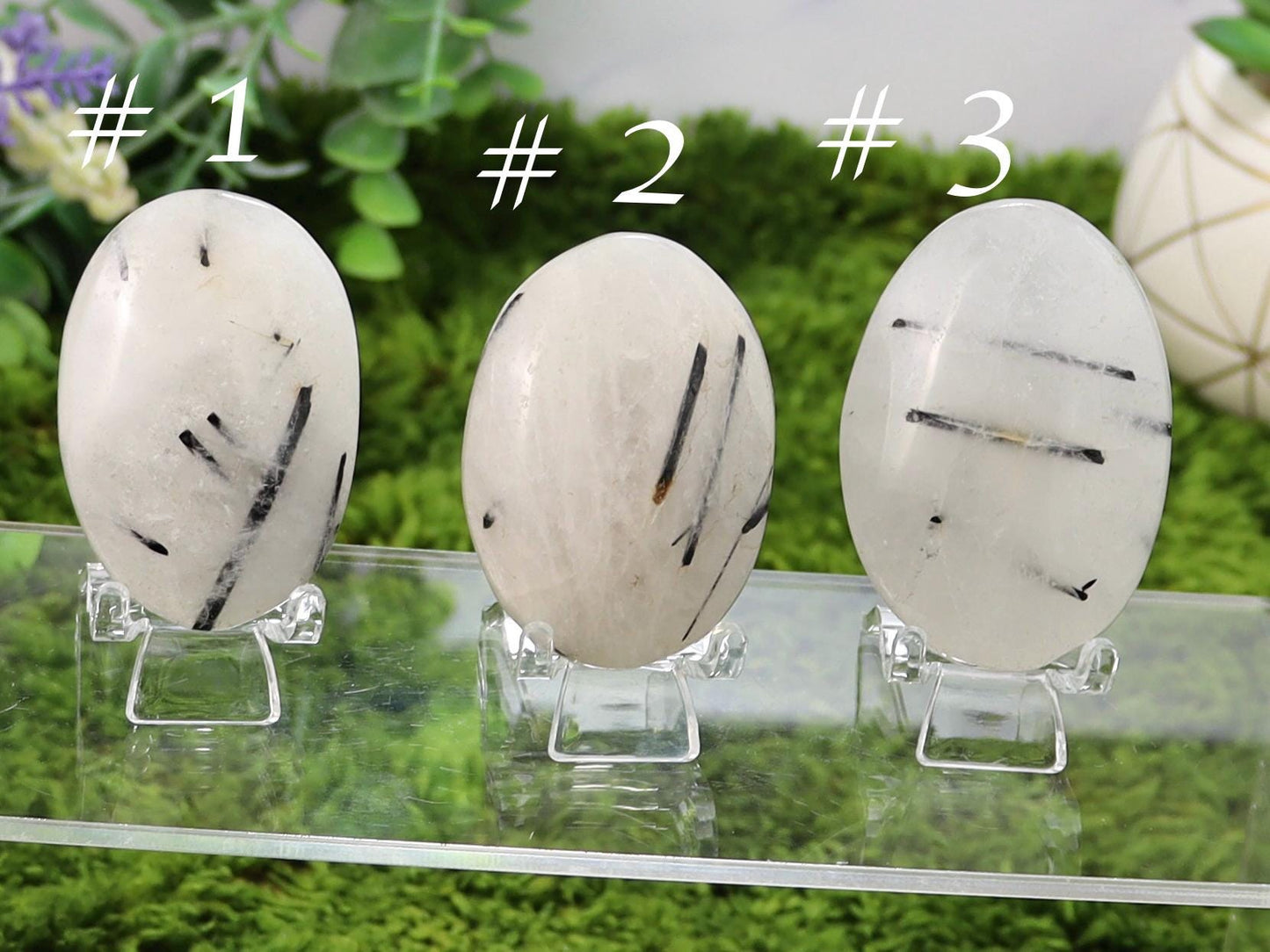 Tourmalinated Quartz Palm Stone