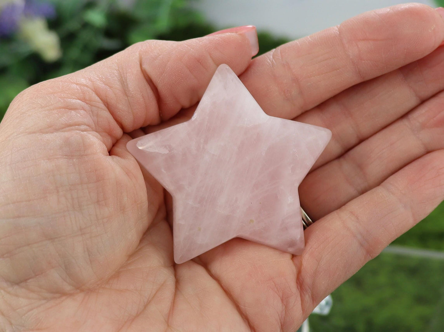 Rose Quartz Crystal Star Carving - Heart Chakra Stone, Rose Quartz Altar Decor, Natural Stone Home Decor, Star Decor