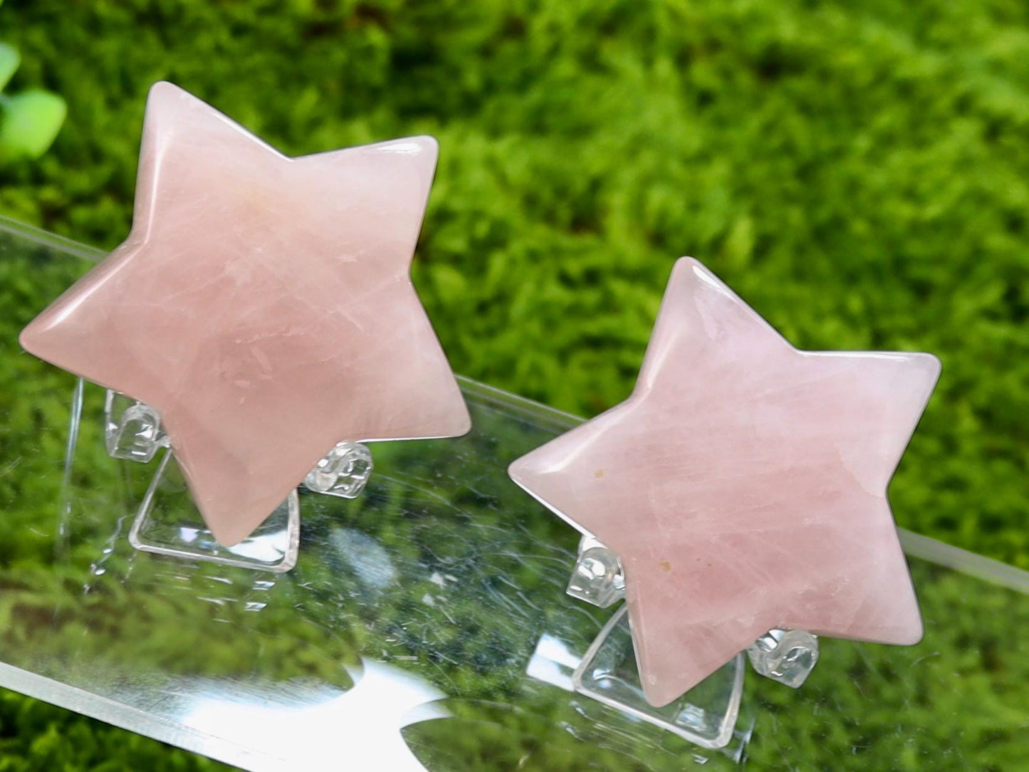 Rose Quartz Crystal Star Carving - Heart Chakra Stone, Rose Quartz Altar Decor, Natural Stone Home Decor, Star Decor