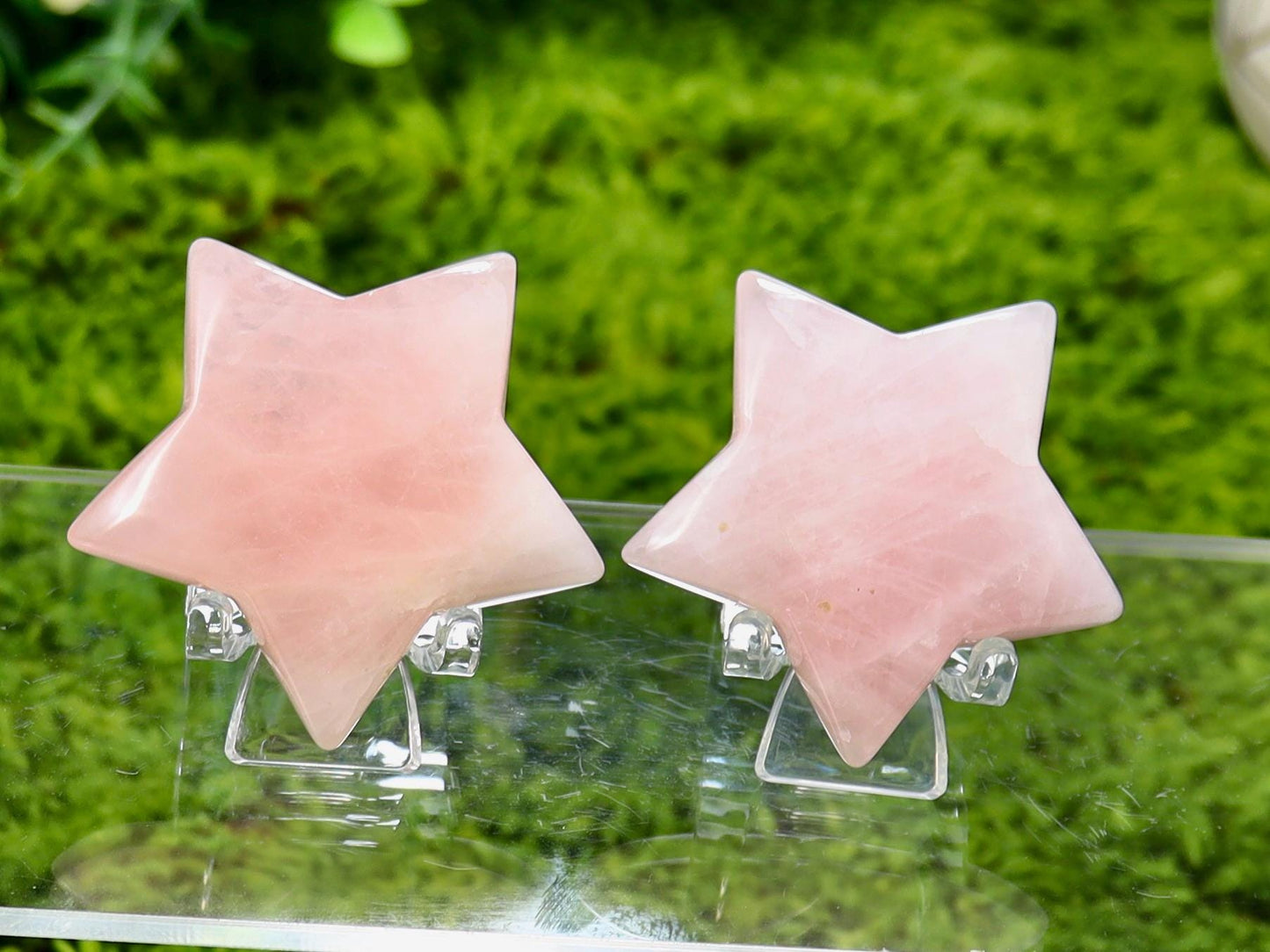 Rose Quartz Crystal Star Carving - Heart Chakra Stone, Rose Quartz Altar Decor, Natural Stone Home Decor, Star Decor