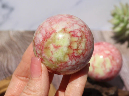 Pink Thulite Spheres, Pink Zoisite Spheres,  Confidence, Self love, Heart Healing Stone, Feminine Energy, Heart Chakra