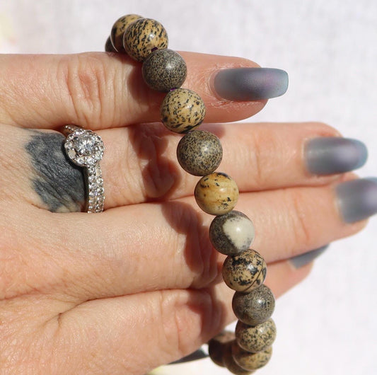 Leopard Skin Jasper Beaded Stretch Bracelet
