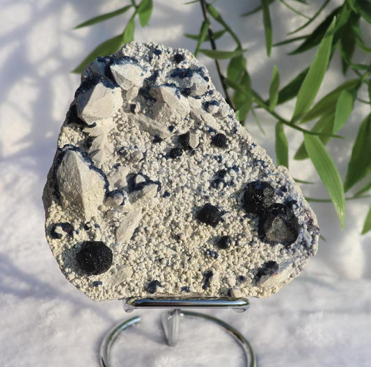 Blueberry Fluorite on Candle Quartz Specimen