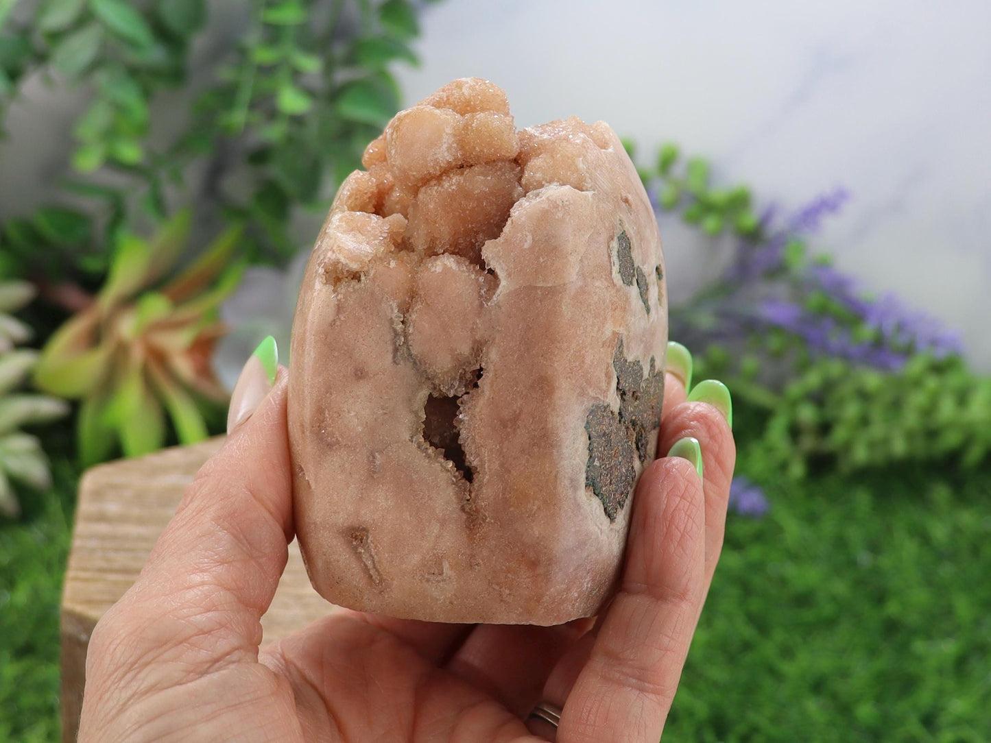 Druzy Pink Amethyst Cut Base, Heart Chakra