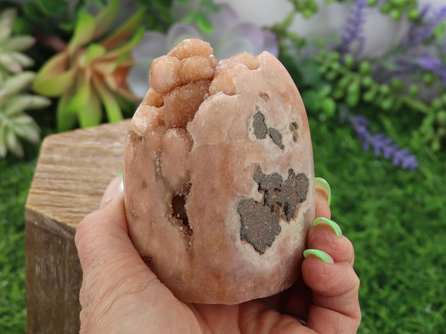 Druzy Pink Amethyst Cut Base, Heart Chakra