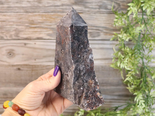 Druzy Sphalerite with Garnet Crystals Tower