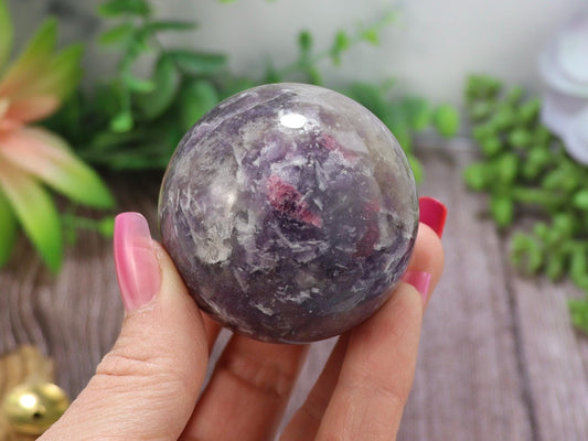 Unicorn Stone Sphere, Rare Gemstone, Pink Tourmaline, Lepidolite, Smokey Quartz, Cleavelandite, Home Decor Crystal