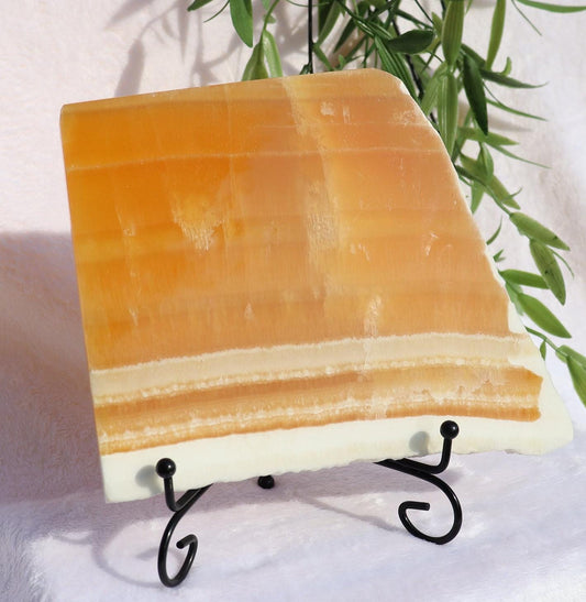 Large Orange Calcite Slab with Stand
